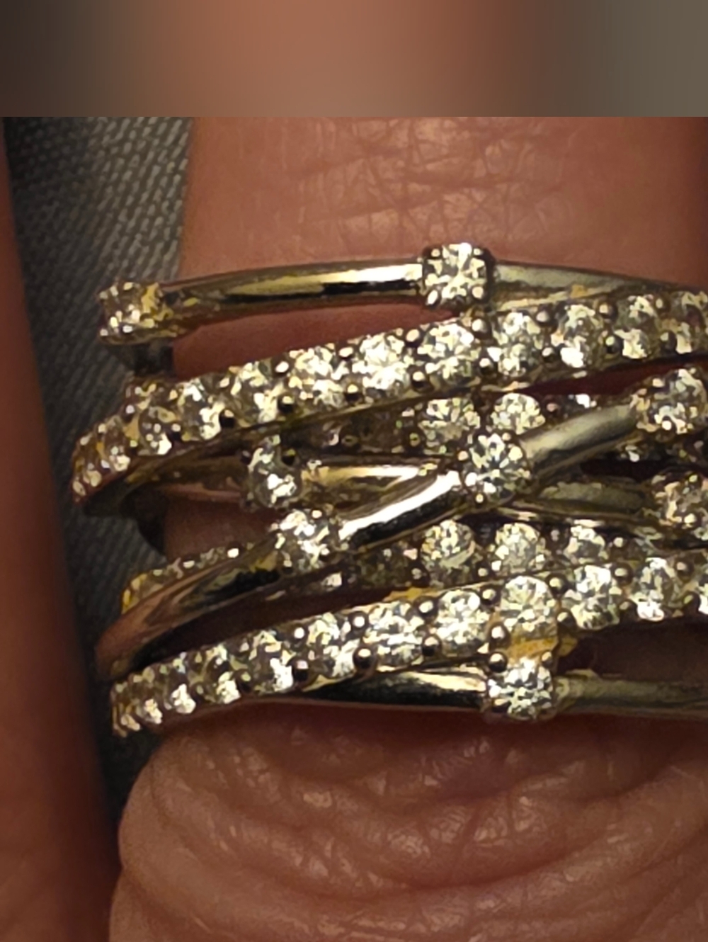 Crislu Entwined Platinum Plated & Silver Multi-Row CZ Wrap Ring - Picture 9 of 16